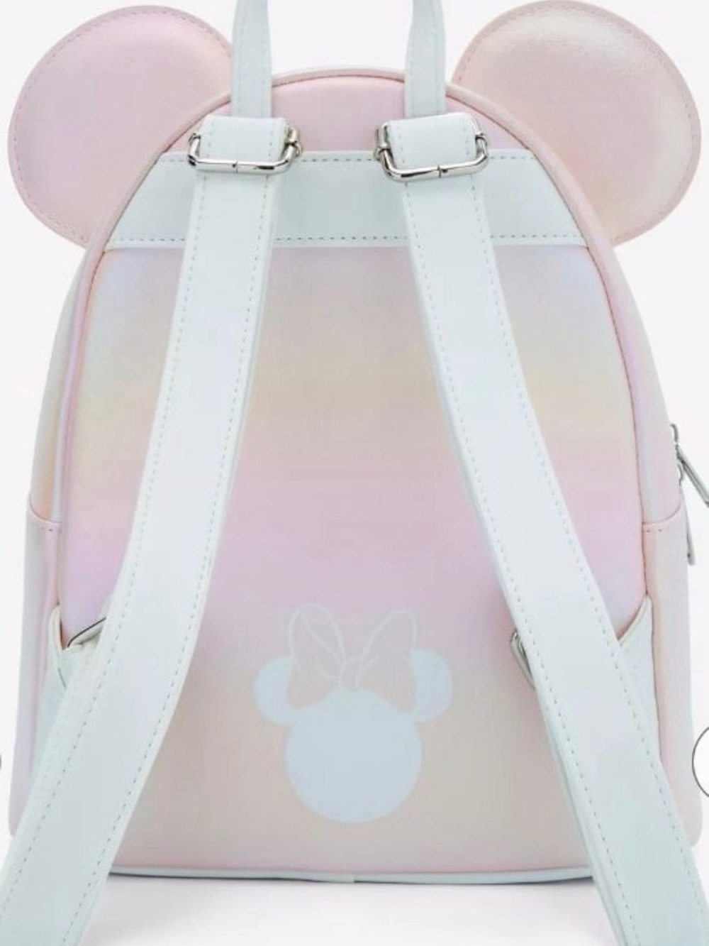 Disney Pink Pearl Iridescent Minnie Mouse Mini Backpack with White Bow - Picture 2 of 2